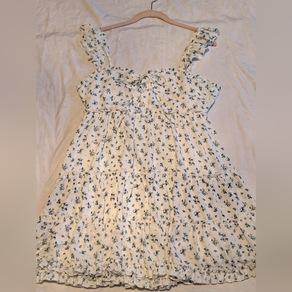 Alter'd State Milkmaid Flutter Sleeve Front Tie MiniDress Sz L Cottagecore Boho